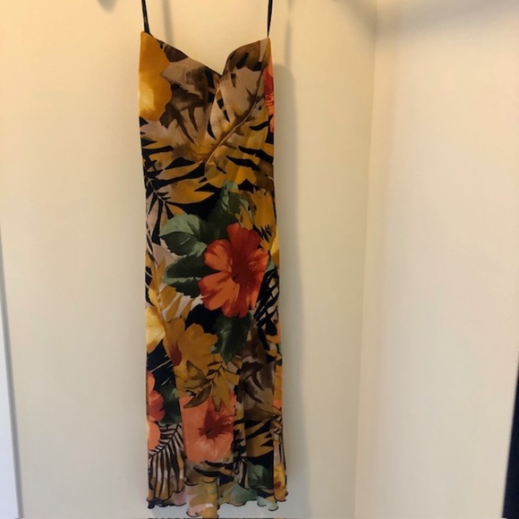 Caché Strapless Tropical Floral Column Dress, Size 2, Like New - Picture 1 of 3